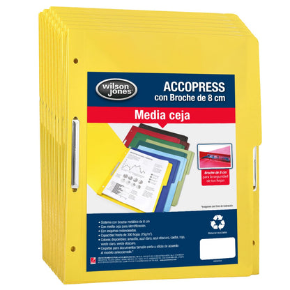 Wilson Jones Accopress Carpeta con Broche, 90 Piezas, Carta, 300 Hojas, Amarillo