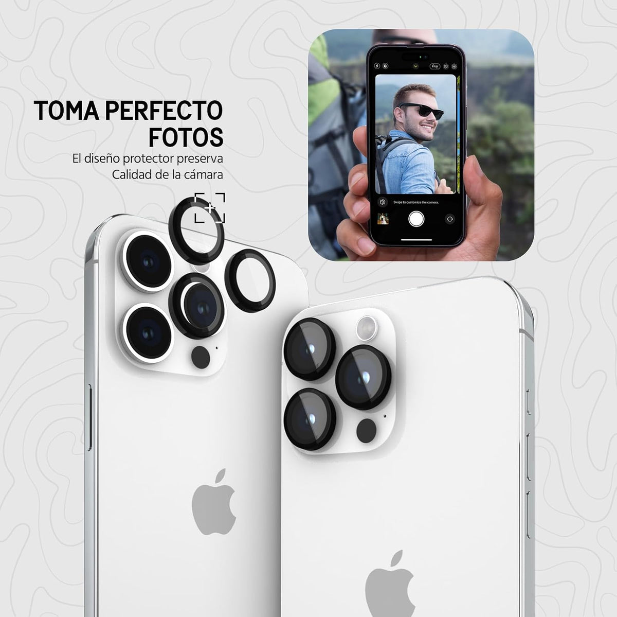 Pelican Protector de lente de cámara con anillos de aluminio para iPhone 15 Pro Max/ 15 Pro - Cristal templado 9H - Duradero, antirayaduras, antirrotura, visión HD con disparo nocturno - Negro