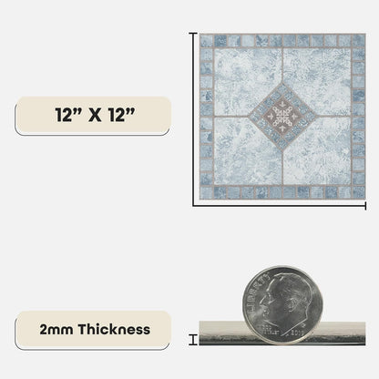 Achim Imports VFT941POVR portafolio de muebles para el hogar 12 x 12 2.0 mm piso de vinilo autoadhesivo, 12 x 12"/9 Tiles/9 sq. ft, Azul (Diamond)
