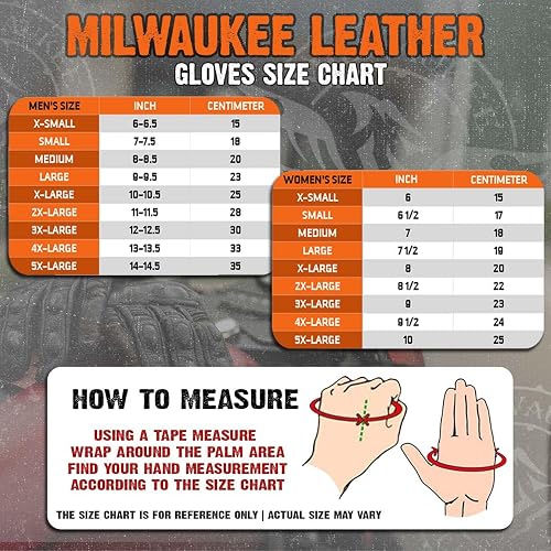 Milwaukee Leather MG7514 - Guantes de Motocicleta de Piel café con Palma de Gel con Nudillos Protectores, Talla XL