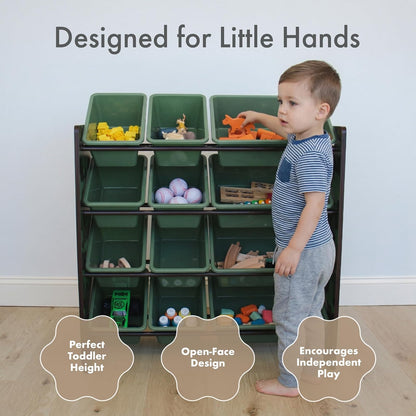 Humble Crew - Organizador de Almacenamiento de Juguetes para niños con 12 contenedores de plástico, Camuflaje, contenedores extraíbles para Sala de Juegos, recámara, Muebles para niños y niñas de