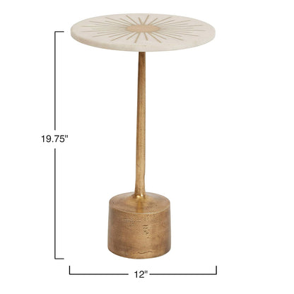 Creative Co-op Mesa de mármol y Metal con Base de Pedestal de 30,5 cm R