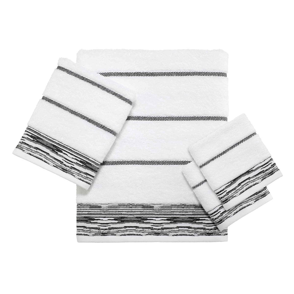 Nicole Miller - Toallas, Juego de 4 Toallas Suaves y absorbentes, Esenciales para recámara (colección Syndey, Blanco/Negro)
