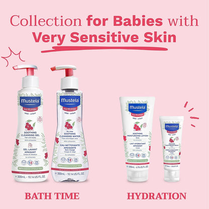Mustela Baby Gel limpiador calmante - Gel de baño para cabello y cuerpo sin fragancia para pieles muy sensibles - con aguacate perséose natural y baya de Schizandra - 10.14 fl. onz.