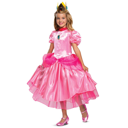 Disguise Vestido de Disfraz de Princesa melocotón, Nintendo Super Mario Bros Deluxe Traje de Vestir para niñas, Talla L (10-12), Rosa (10691G)