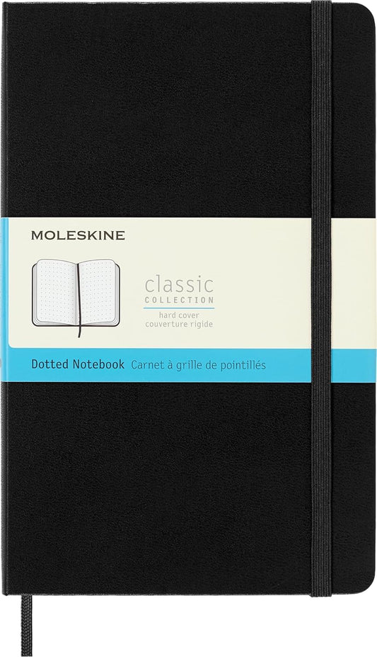 Moleskine - Cuaderno clásico, tapa dura, grande (13 x 21 cm) con puntos, color negro, 240 páginas