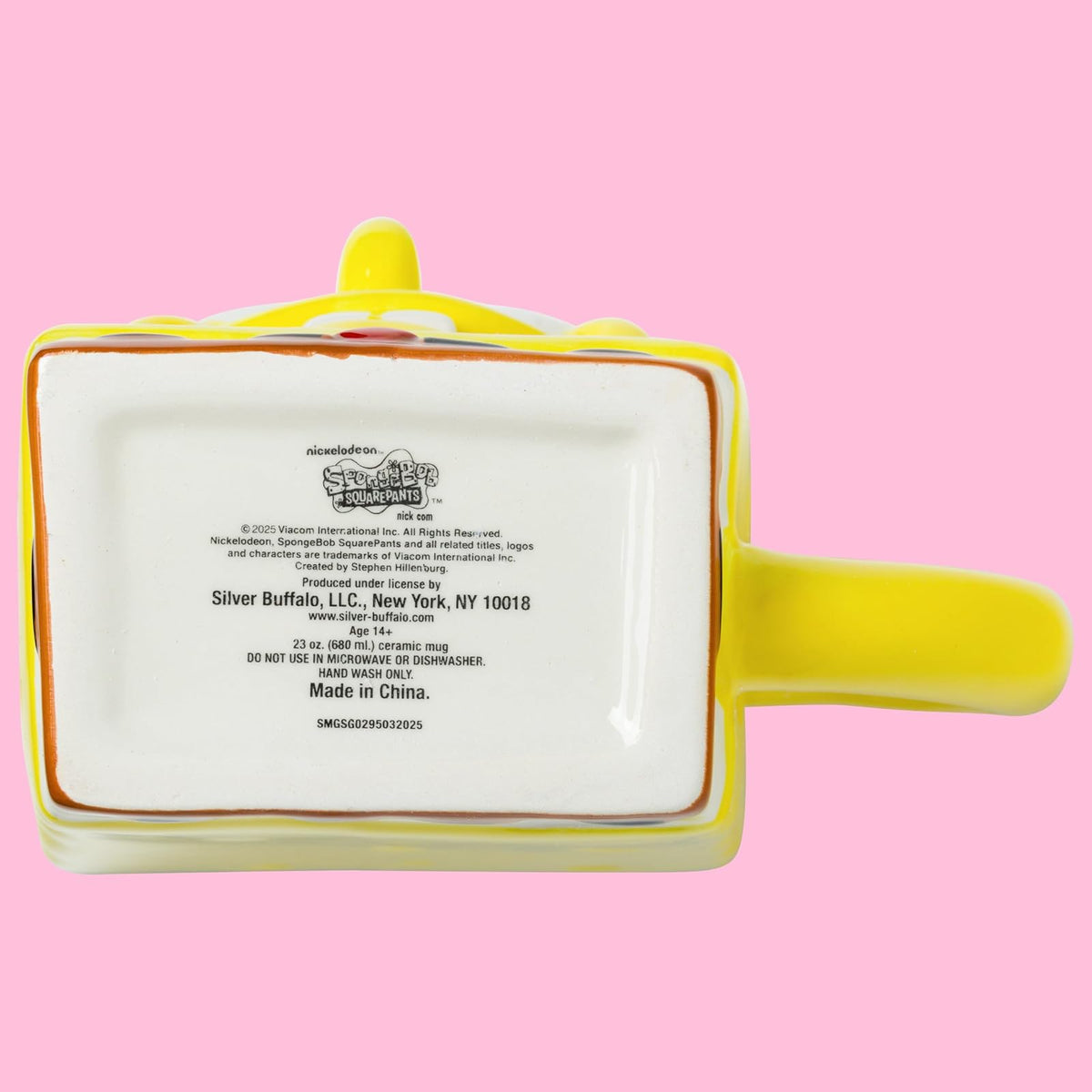 Silver Buffalo Nickelodeon Bob Esponja SquarePants 3D Taza de cerámica esculpida, 20 onzas, color amarillo