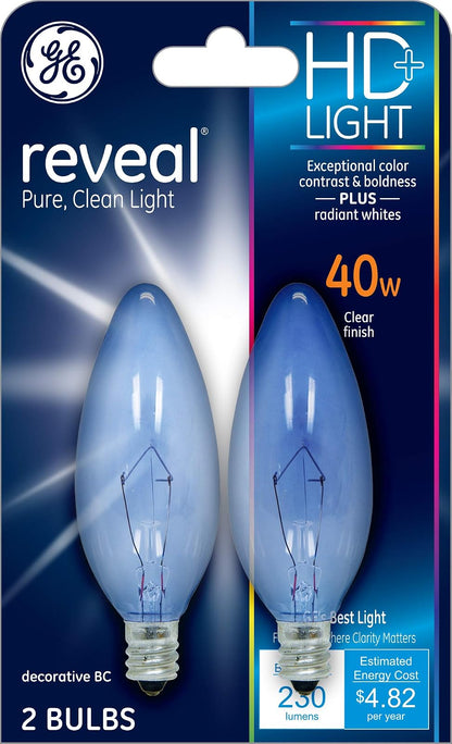 GE Lighting 75035 40-Watt 280-Lumen Blunt Tip Light Bulb with Candelabra Base, 10-Pack