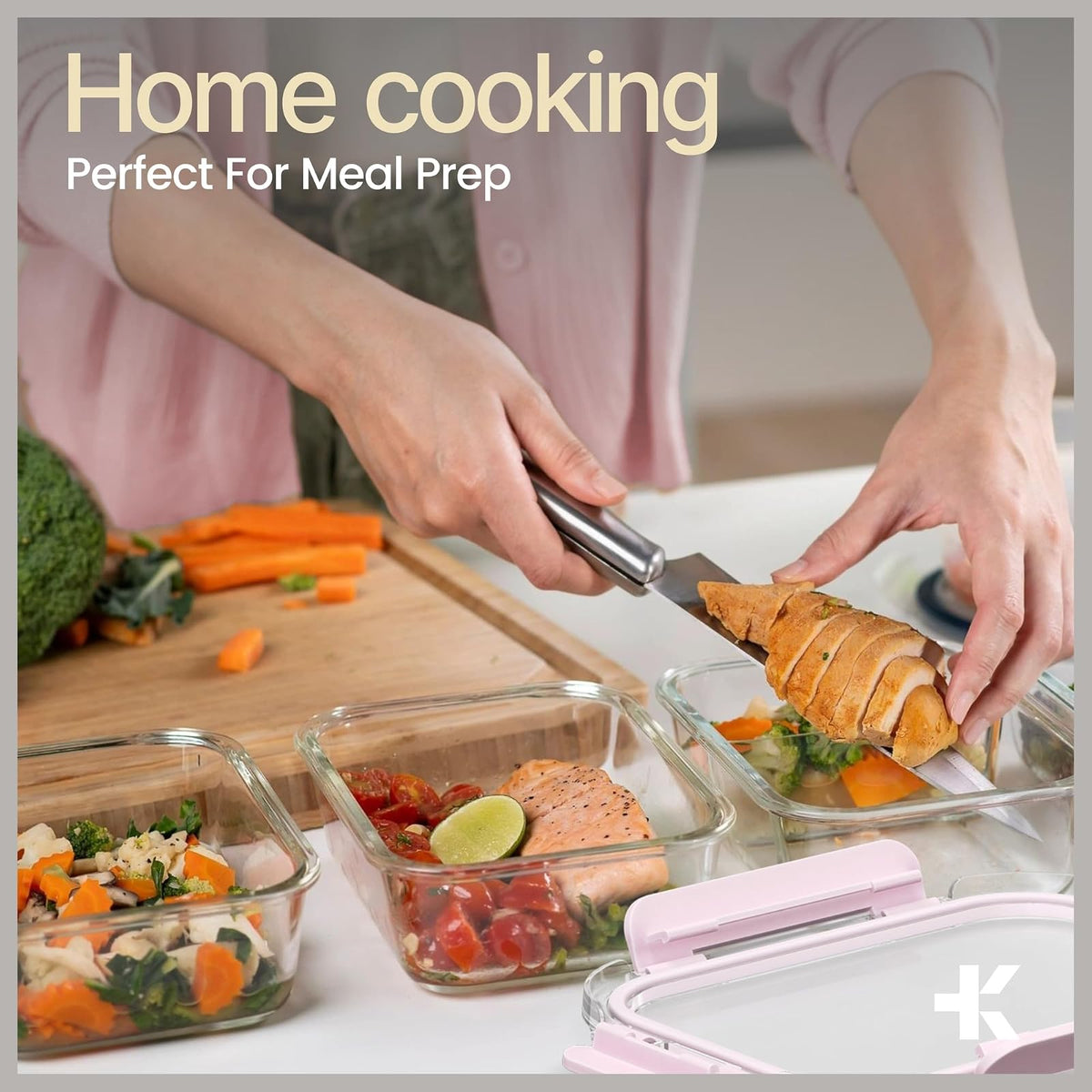 Recipientes de vidrio de borosilicato rosa para almacenamiento de alimentos con tapas, 16 piezas, de grado alimenticio, sin BPA, apilables para almuerzo y sobras de vidrio, aptos para microondas