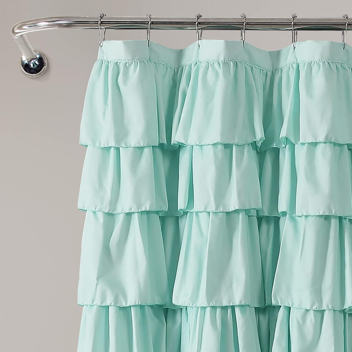 Lush Decor - Cortina de Ducha con Volantes | Diseño clásico con Textura Floral, Color Turquesa Claro, 72 x 72 Pulgadas