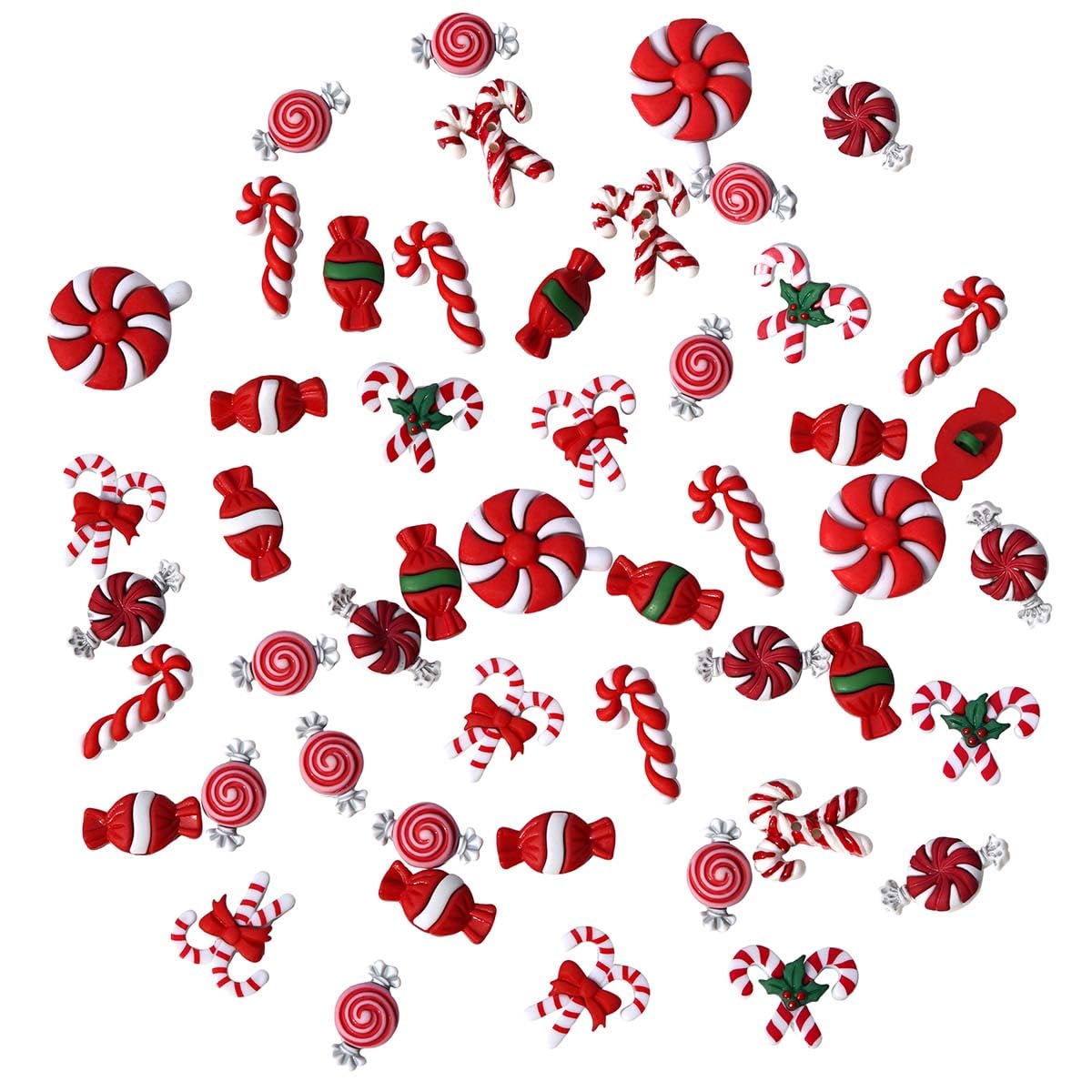 Buttons Galore Candy Cane Super Value Pack - Botones para manualidades, color rojo, paquete de 50