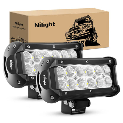 Nilight Barra de Luces LED Curvada para Conducción y Niebla - 2PCS 6.5" 36w Flood Light Bar