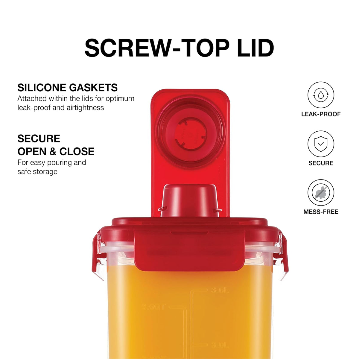 LocknLock - Jarra de agua para puerta de refrigerador, con asa, sin BPA, con tapa de rosca, perfecta para hacer tés y jugos, 1 galón, rojo