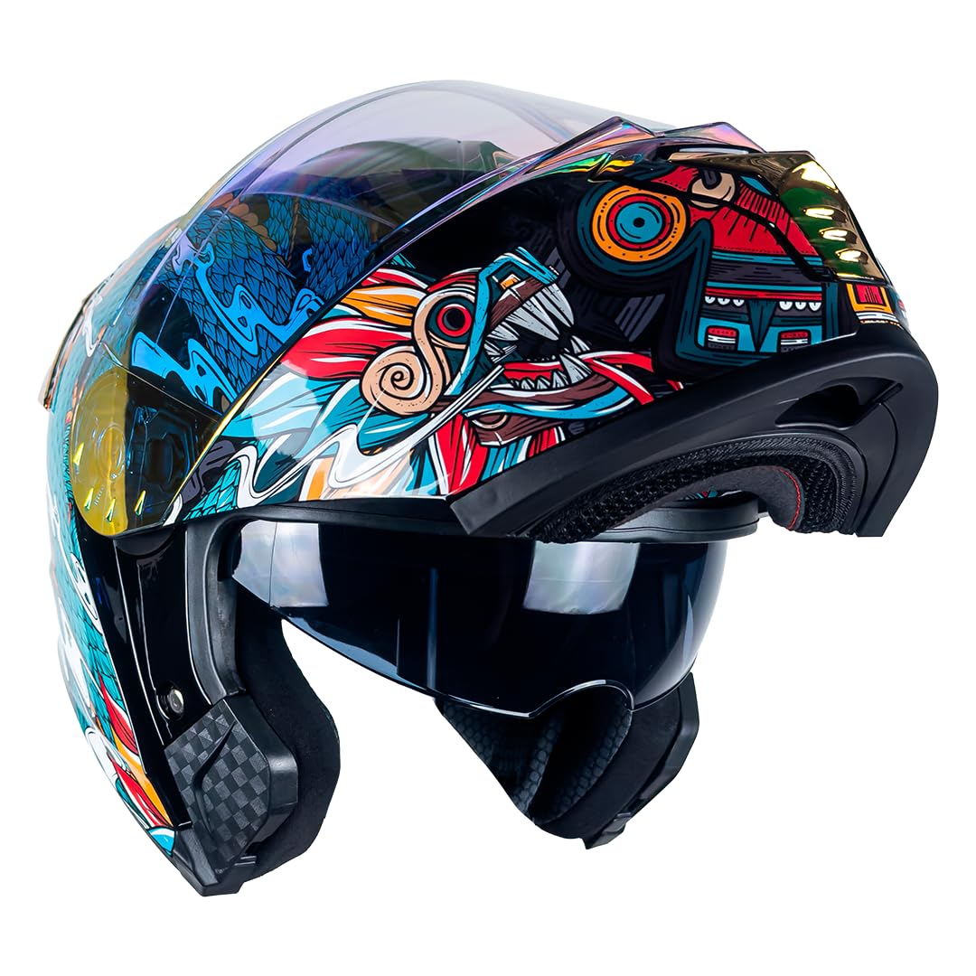 KOV Casco Thunder Quetzalcoatl Verde Abatible Dot Talla L