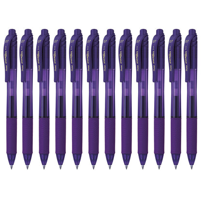 Pentel EnerGel-X Bolígrafo de Gel Punta de Aguja 0.5 mm, Paquete de 8 - 12 Unidad (Paquete de 1) - 0,7 mm - Violeta