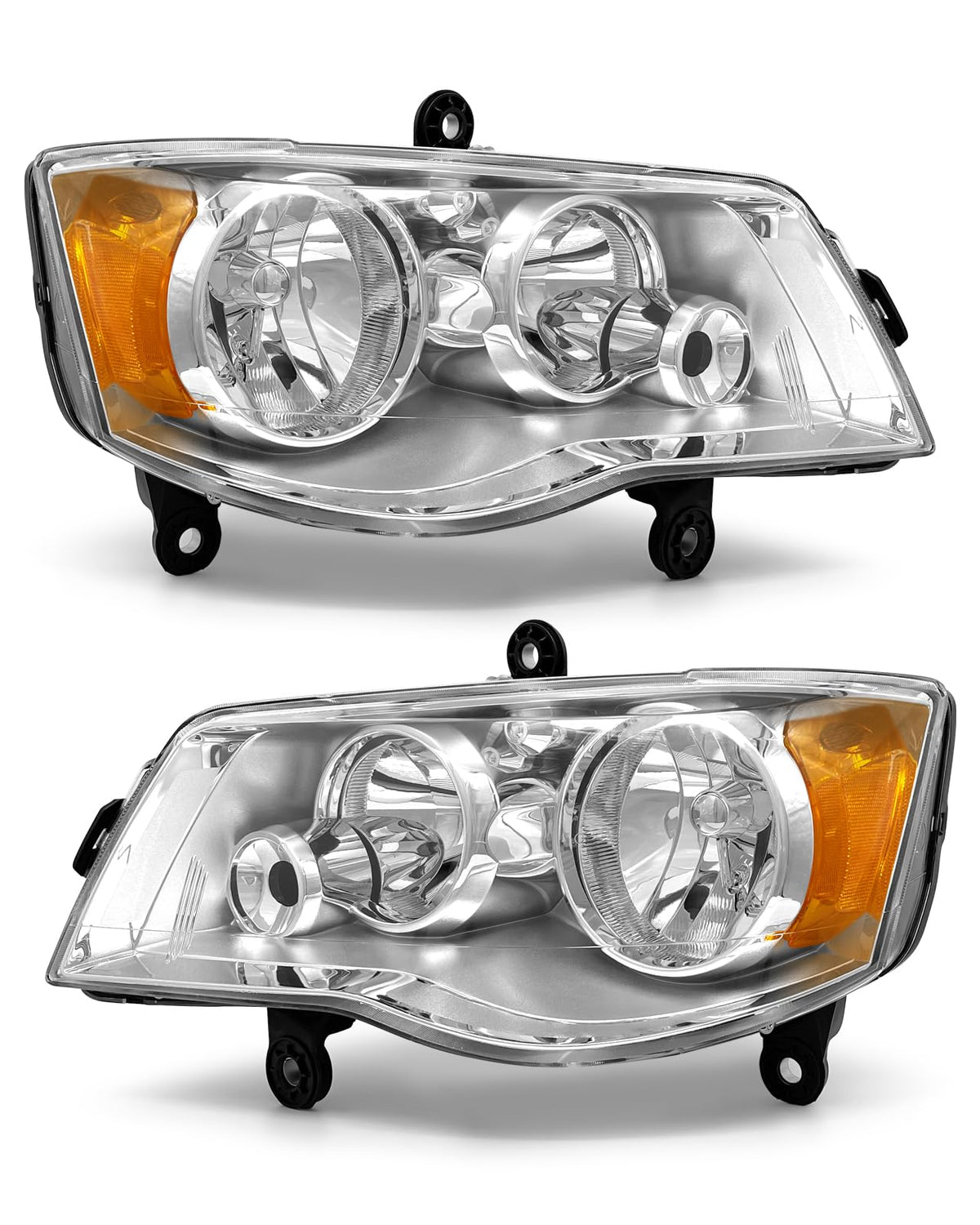 ADCARLIGHTS Compatible con Dodge Grand Caravan 08-16 Chrysler Town & Country Factory Style Faros delanteros cromados para conductor y pasajero