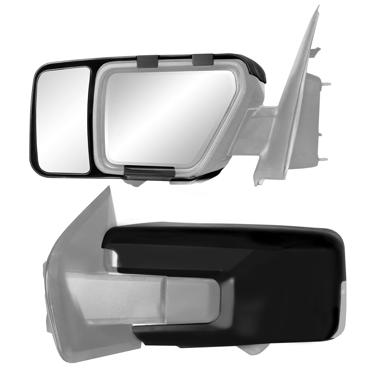 K Source 81860 Snap & Zap Par de Espejos de Remolque Personalizados para Ford F150, Negro