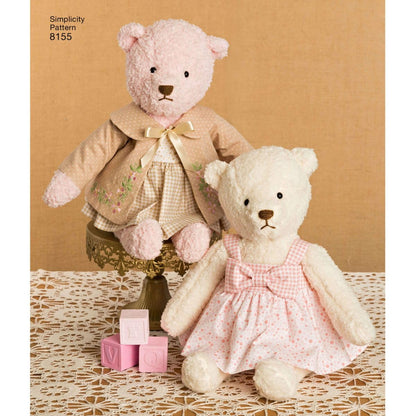 Simplicity 8155 Make Your Own Teddy Bear con Accesorios y patrón de Costura de Ropa, 6 Piezas