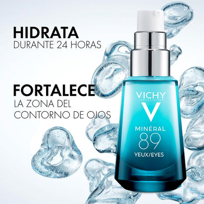 Vichy Minéral 89 Contorno de Ojos Reparador Dermatológico Hidratante 15ml | Hidrata 24h, Reduce Ojeras, Suaviza Líneas Finas y Fortalece con Ácido Hialurónico y Cafeína, Todo Tipo de Piel