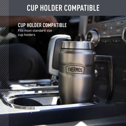THERMOS Stainless King - Taza de viaje aislada al aspiradora, 16 onzas, azul mate