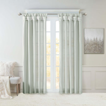 Madison Park Emilia Cenefa de Seda Sintética con Abalorio - 127An x 304.8Al cm (1 Paneles) - Panel de oscurecimiento de habitación - Aqua empolvado