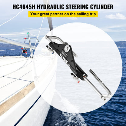 VEVOR Cilindro de dirección hidráulica, HC4645H de Montaje Frontal hidráulico Fuera de borda, Apto para dirección de Barcos de hasta 150 HP