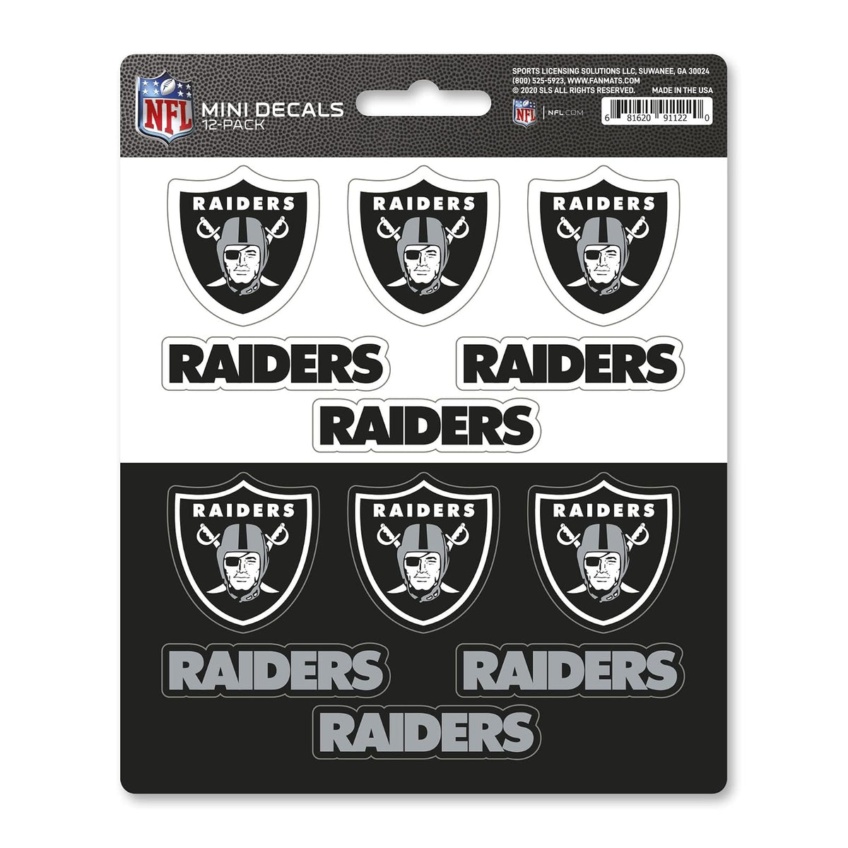 ProMark NFL Oakland Raiders Juego de 12 calcomanías Adhesivas, Colores del Equipo, Talla única