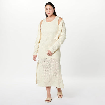 The Drop Ritu - Vestido Largo de Ganchillo para Mujer, Color Blanco Whisper, XS