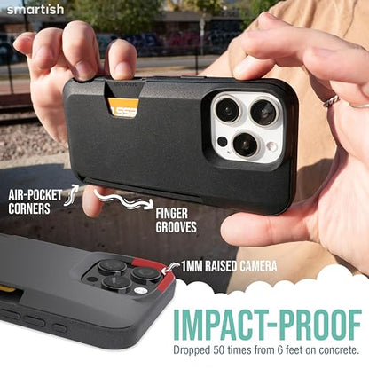 Smartish® - Funda Tipo portafolios para iPhone 16 Pro MAX, Wallet Slayer Vol. 1 Soporte para Tarjeta de crédito Delgado y Protector, con Ranura Oculta para Tarjeta Compatible con Apple iPhone 16 Pro