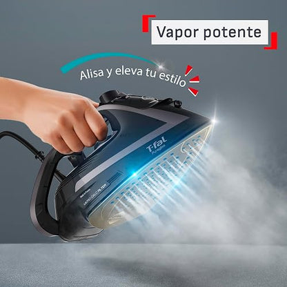 T-fal Plancha de Vapor Puregliss Black and Silver FV8067X0 | Sistema anti calcio, Suela Durilium Airglide AutoClean, 1800 W de potencia, vapor potente, apagado automático