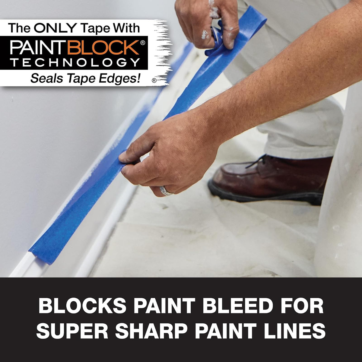 FrogTape Pro - Cinta de pintor con bloque de pintura, adherencia media, 1.4 pulgadas de ancho x 60 yardas de largo, azul, 6 rollos (242750)