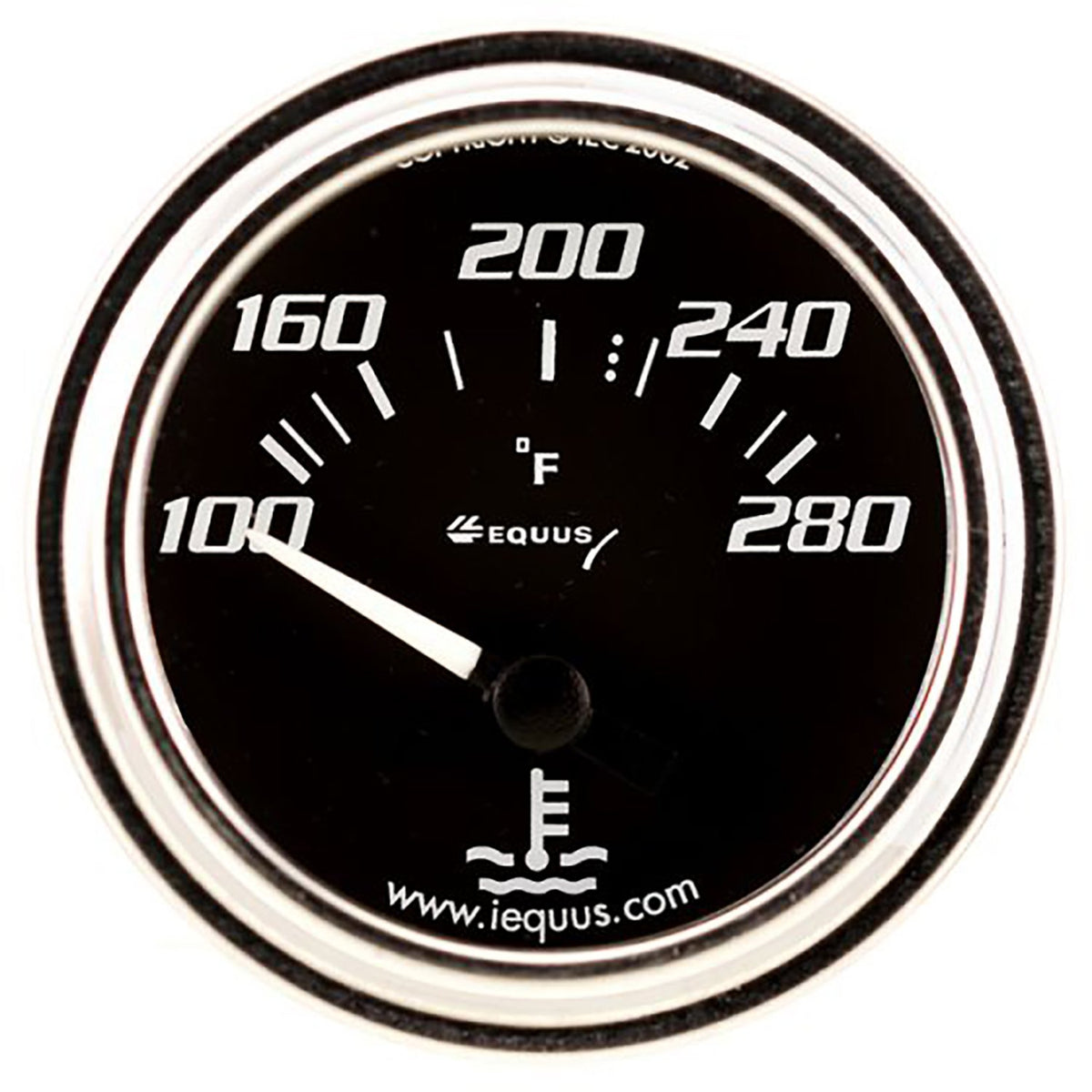 Equus 7262 Medidor Eléctrico de Temperatura del Agua de 2-1/16 Pulgadas, Cromo con Esfera Negra