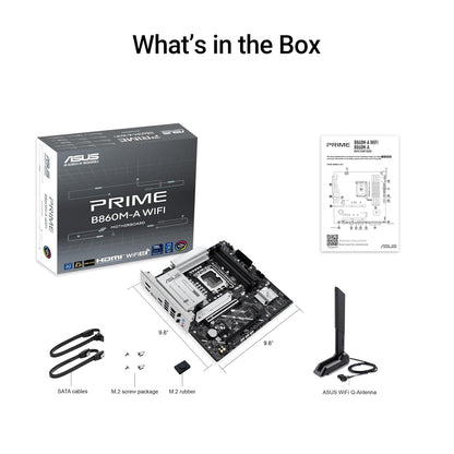 ASUS Prime B860M-A WiFi Mainboard Socket Intel LGA 1851 (Intel B860, mATX, Memoria DDR5, PCIe 5.0, 1 x PCIe 4.0 M.2, WiFi 6E, Aura Sync)