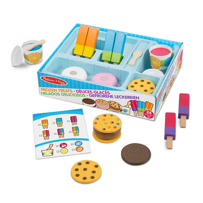 Melissa & Doug Golosinas Congeladas, Comida de Juguete, Juguete de Madera, Juego de Imitación (24 Piezas) - Multilingüe