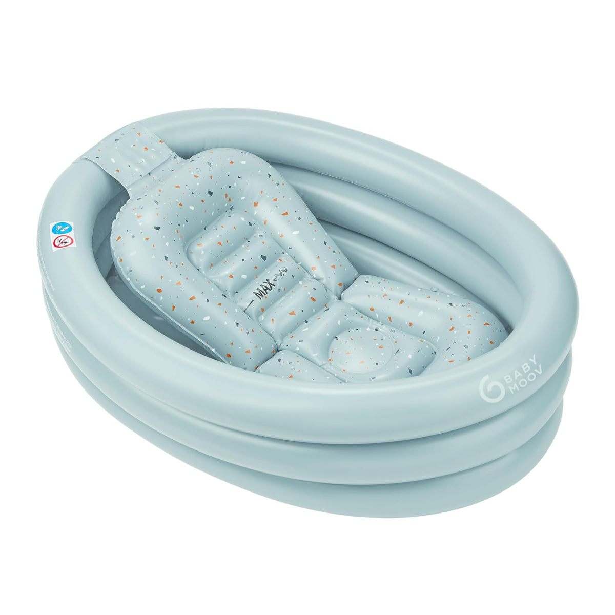 Babymoov Bañera Hinchable Evolutiva para Bebé, Tina Portátil para Recién Nacidos y Niños Pequeños, Soporte Plegable de Baño y Viaje, Práctico para Uso Diario, Aqua Dots