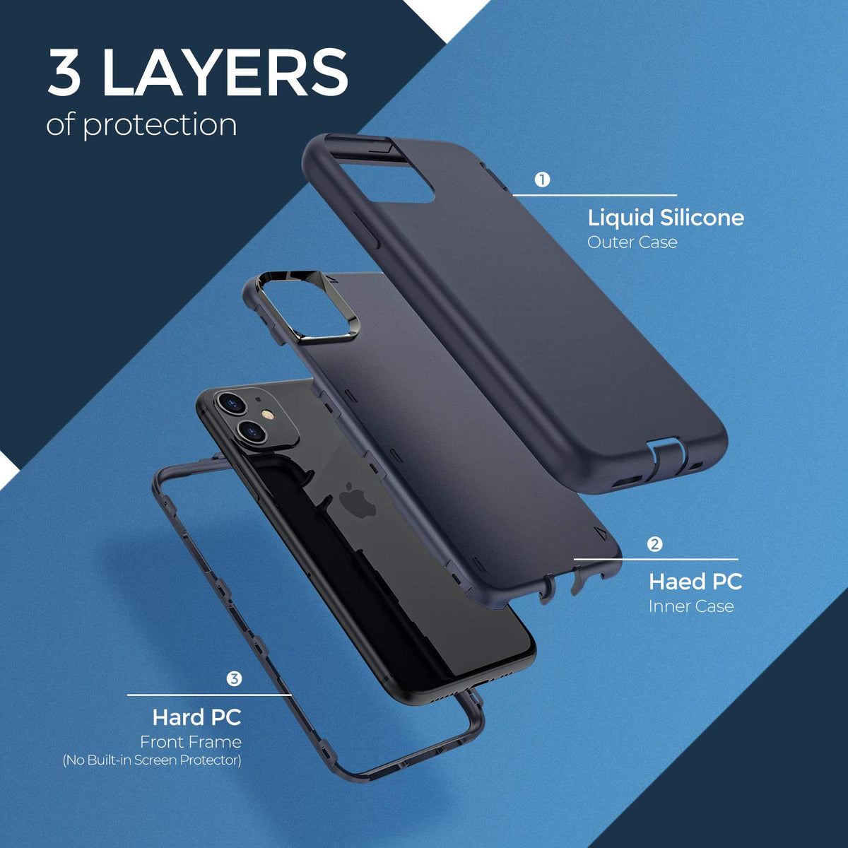 ORIbox - Carcasa de Silicona para iPhone 11 Pro, a Prueba de Golpes y caídas, Acabado Suave al Tacto del Exterior de Silicona
