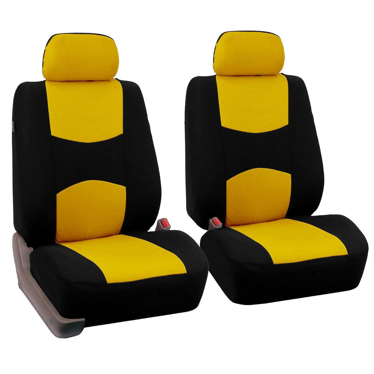 FH Group Funda Universal para Asiento de Coche de Banco sólido para reposacabezas Desmontables, Ajuste Universal para Coches, Camiones y SUV (Beige/Negro) - Yellow - Black