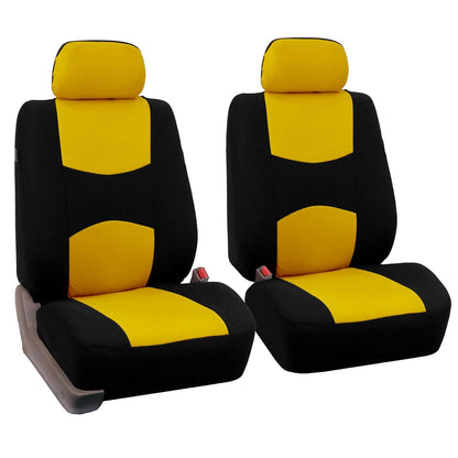 FH Group Funda Universal para Asiento de Coche de Banco sólido para reposacabezas Desmontables, Ajuste Universal para Coches, Camiones y SUV (Beige/Negro) - Yellow - Black