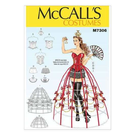 McCall's Patterns M7306 Corsés, corsés, cuellos, Faldas de aro y Corona, A5 (6-8-10-12-14)