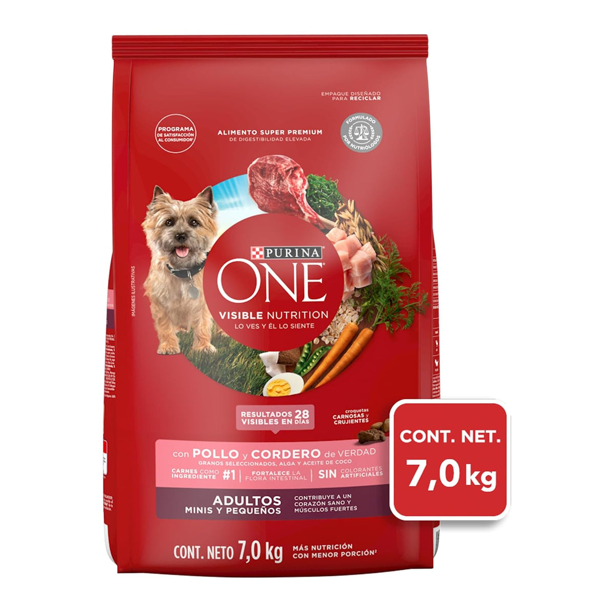 Purina One Adulto Raza Minis y Pequeños Sabor Pollo y Cordero 7Kg