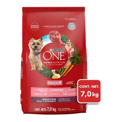 Purina One Adulto Raza Minis y Pequeños Sabor Pollo y Cordero 7Kg