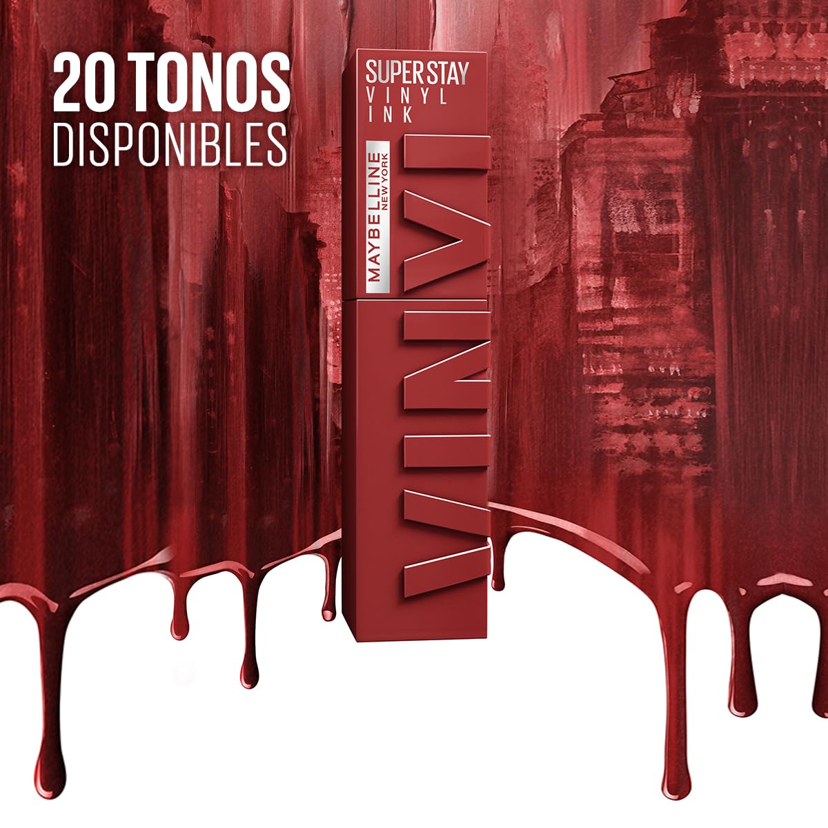 Maybelline Super Stay Vinyl Ink, Labial Líquido de Larga Duración, Efecto Vinilo y Acabado Brillante Instantáneo, Color Intenso por Hasta 16 Horas, Tono Punchy