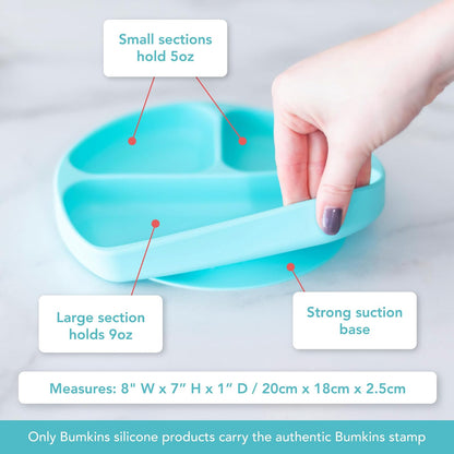 Bumkins Silicone Grip Dish, Azul