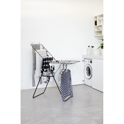 BRABANTIA | Tendedero de Secado para Ropa | Negro Mate | 20 m de Secado | Plegable y Resistente