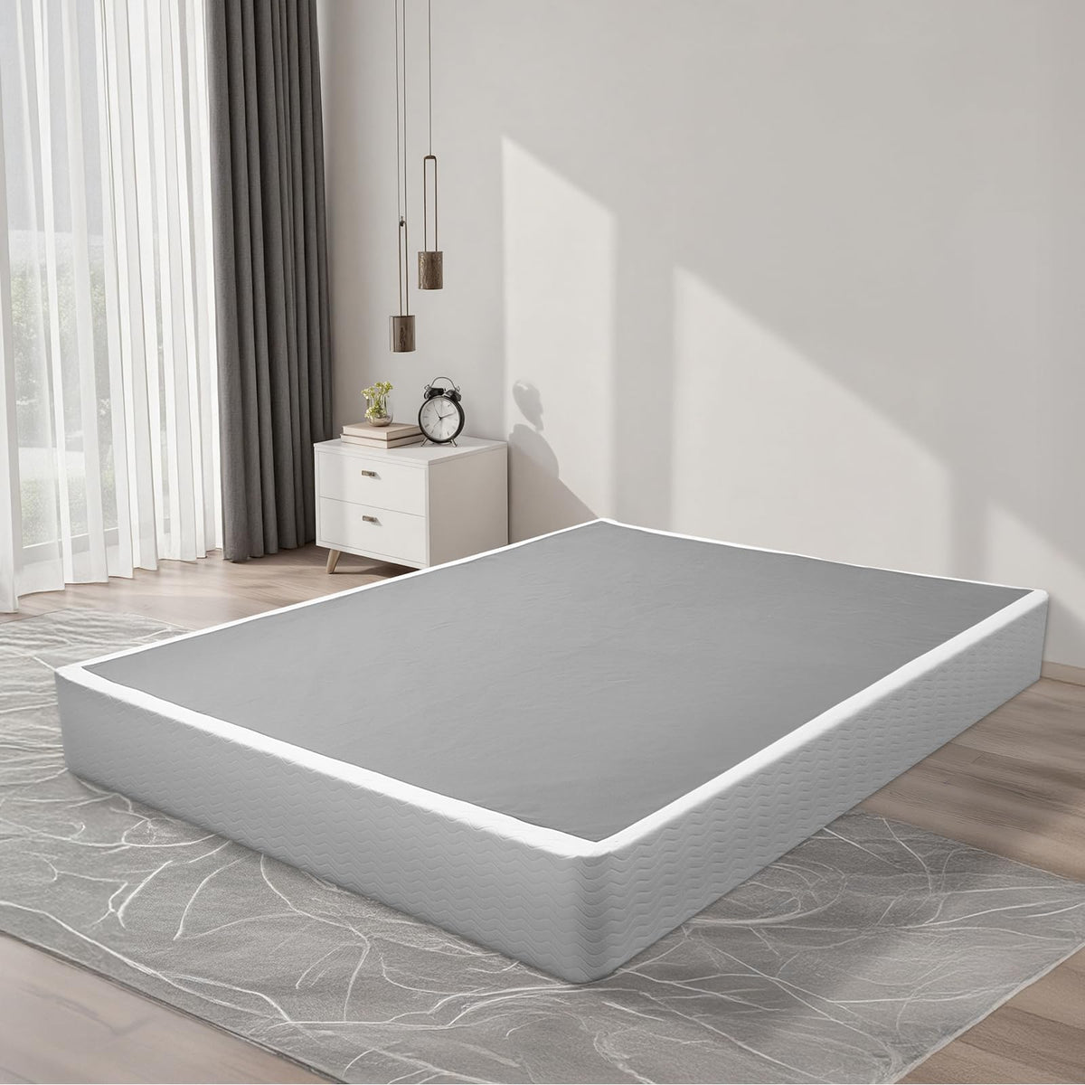 VEVOR - Somier de cama tamaño Queen con tela lavable, marco de metal resistente para cama Queen, base de colchón de 9 pulgadas, capacidad máxima de peso de 3500 libras, fácil montaje, 79.1 pulgadas de