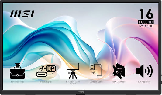 MSI Monitor Portátil Pro MP165 E6 LED 15.6", 1920x1080 Full HD, 60Hz, HDMI, Bocinas Integradas