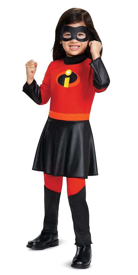 Disguise Disney Pixar Violet Incredibles 2 overol con falda Deluxe para niñas, rojo, mediano/(3T-4T)