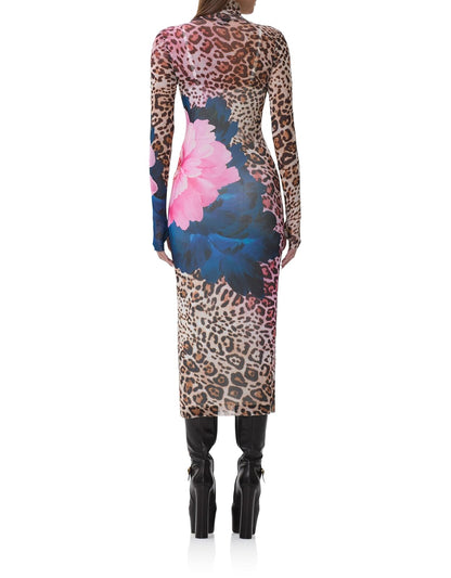 AFRM Shailene - Vestido Midi Ajustado de Malla con Cuello Alto para Mujer