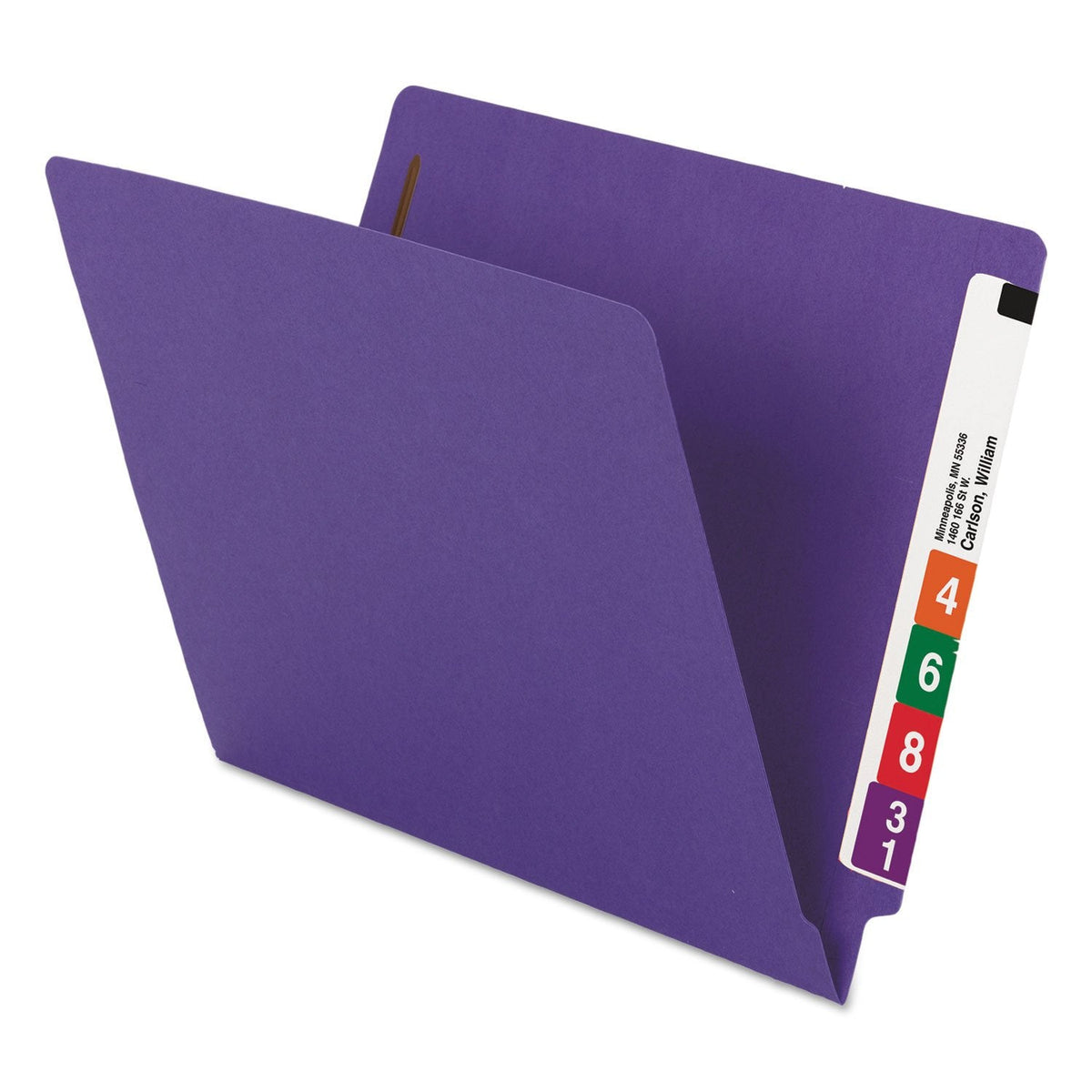 Smead 25550 - Carpeta de archivos, con pestaña de corte recto reforzada, 2 sujetadores, tamaño carta, morado, 50 por caja - Morado