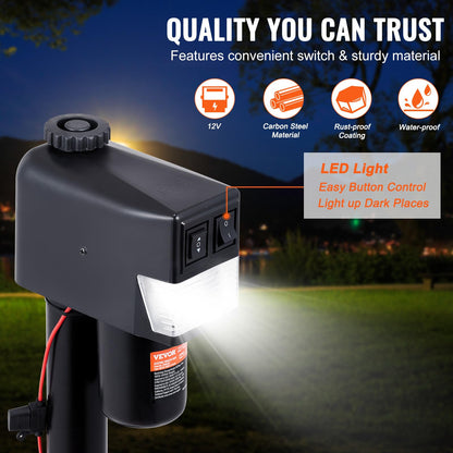 VEVOR - Gato eléctrico para lengüeta, Capacidad de 3500 Libras, Conector eléctrico de Remolque de 9.8"-33.8" con Cubierta Impermeable para RV, Caballo, remolques utilitarios